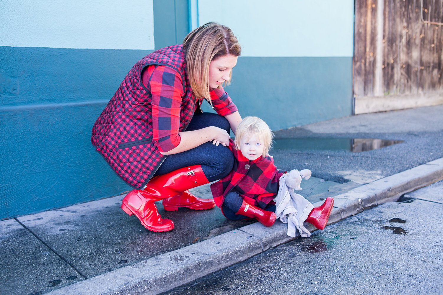 glossy red hunter boots