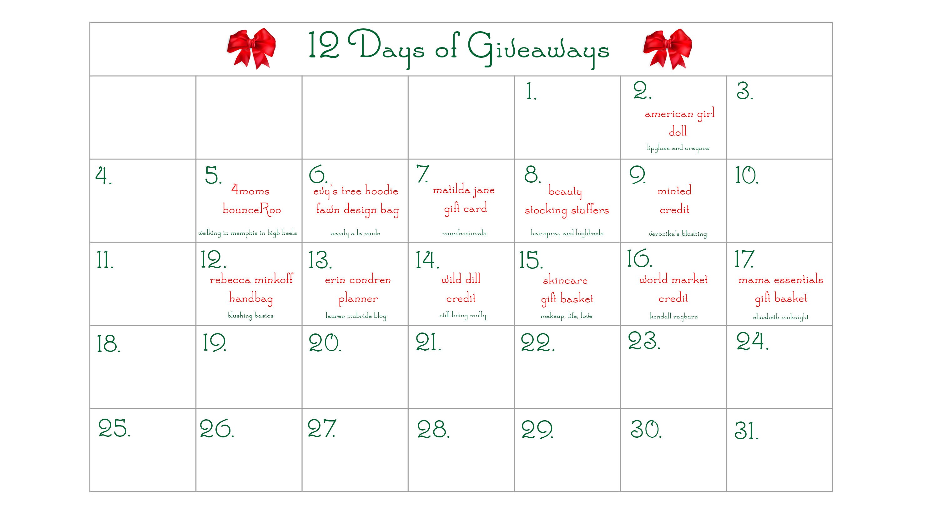 12 Days of Giveaways!