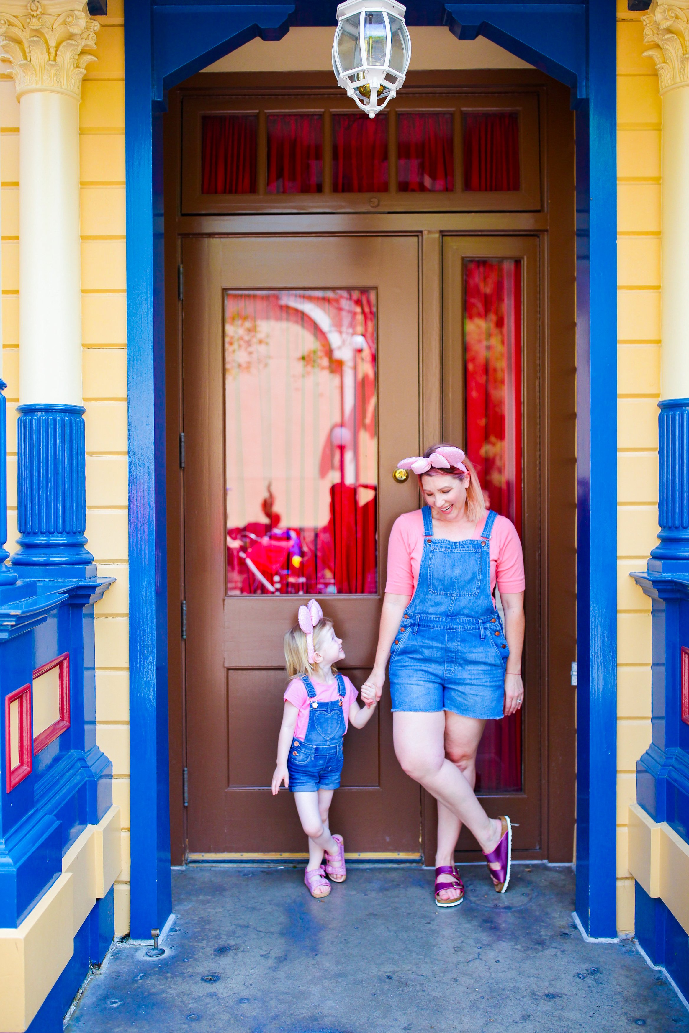 Disneyland Outfits: I love those short overalls and pops of pink!