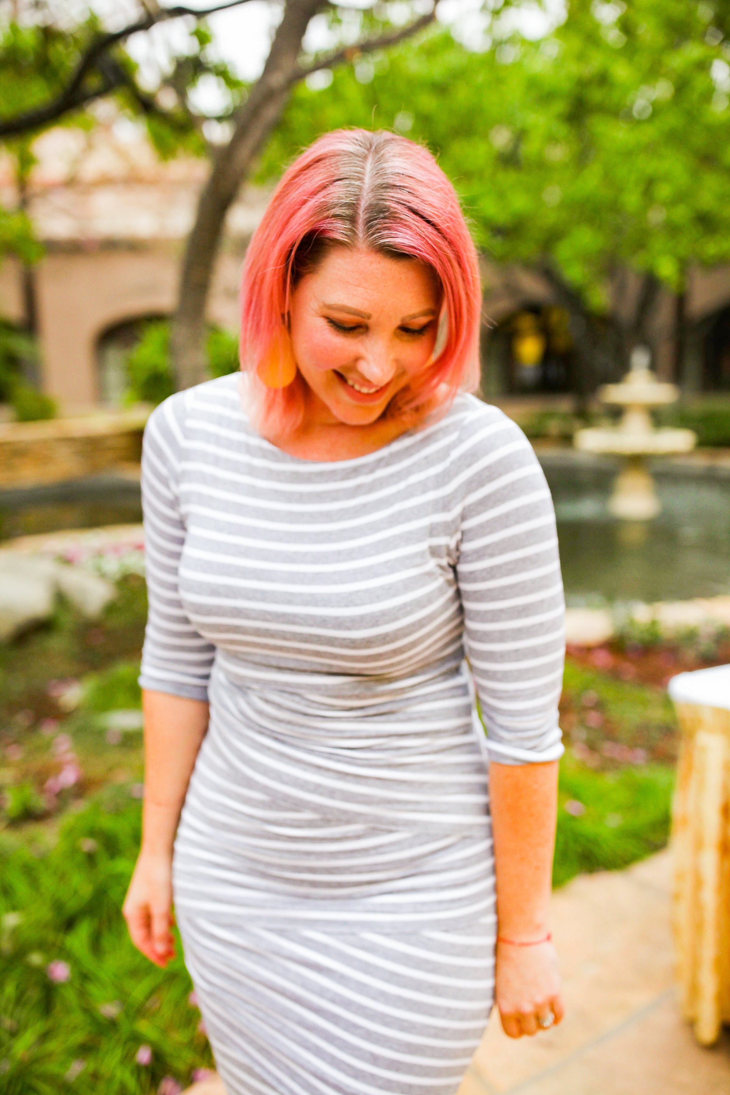 Stitch Fix Reviews: I love this striped Bailey44 Ashlin Knit Midi Dress.....it fits a pear shaped body PERFECTLY!