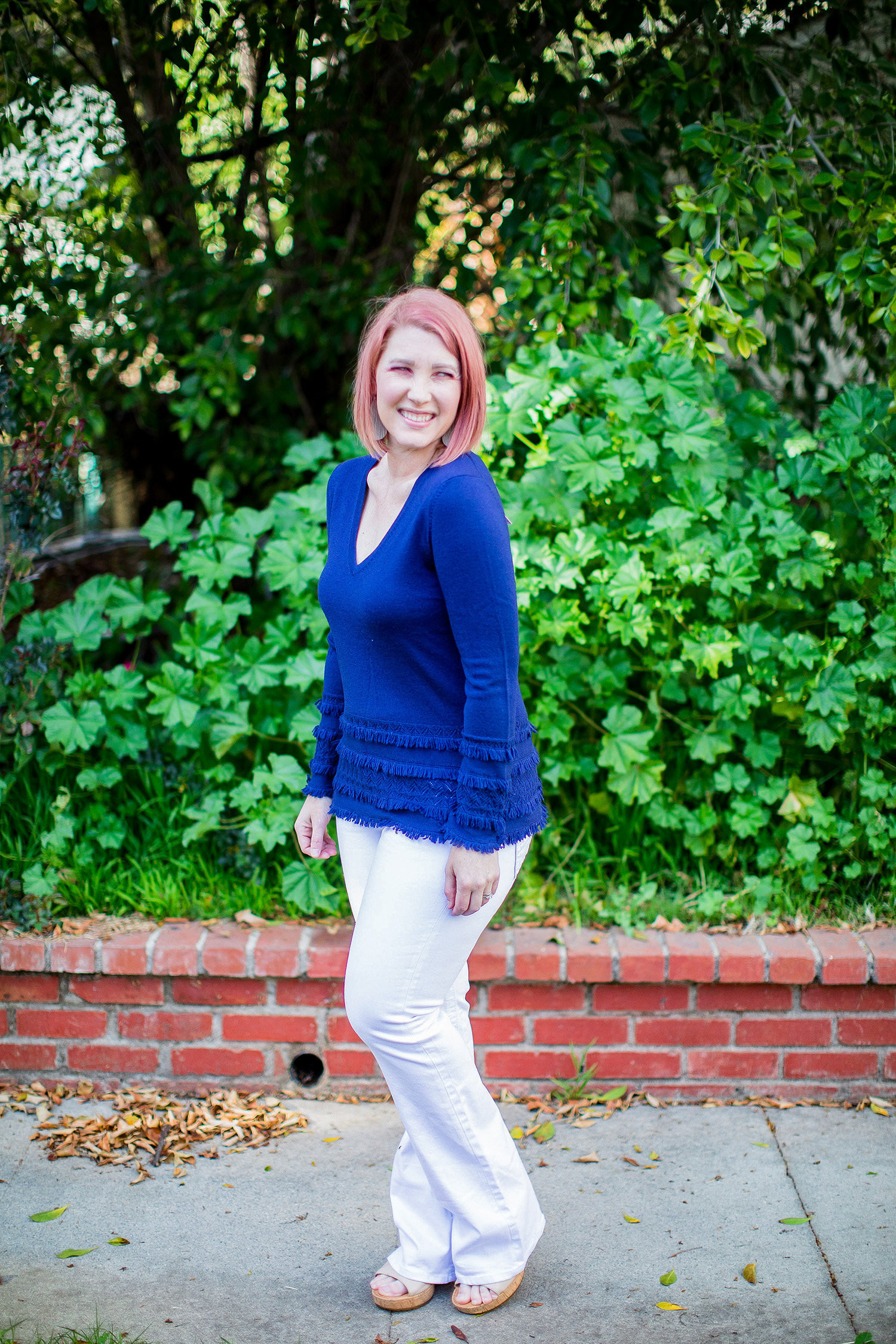 Stitch Fix Review April 2019: I love this Trina Turk Sass Wool Fringe V Neck Sweater, it's a great spring sweater option!