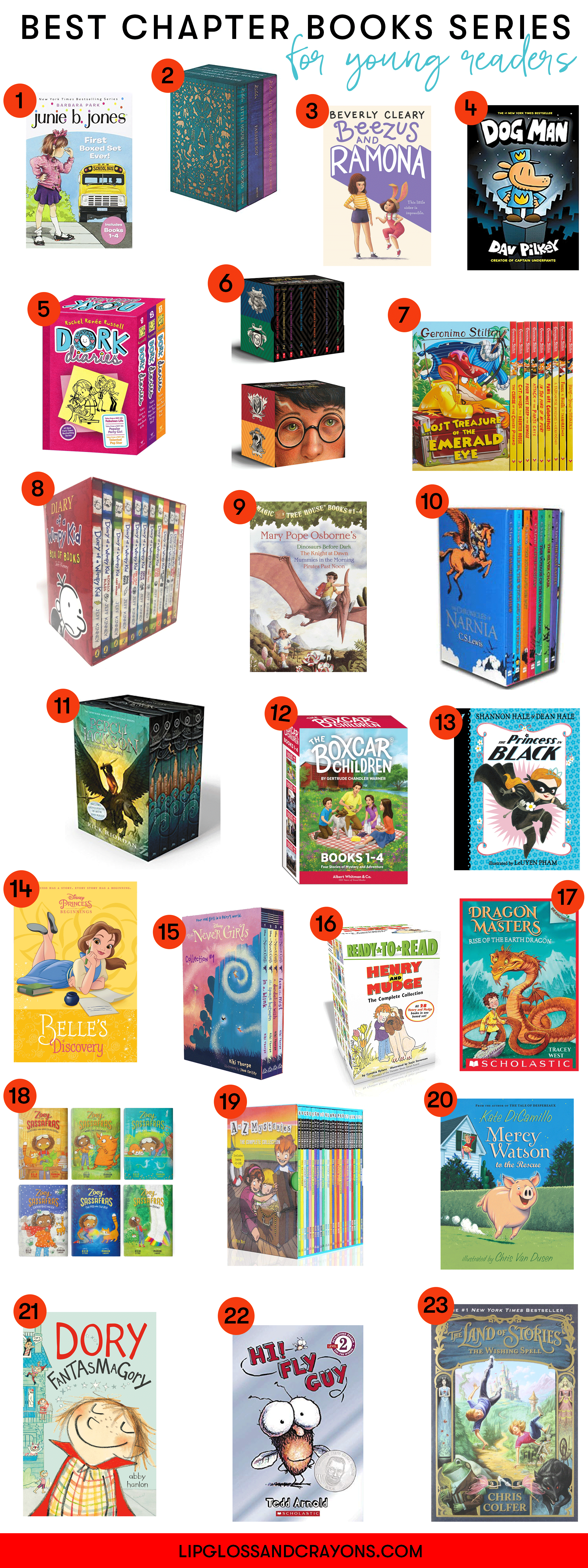 23-series-chapter-books-for-kids-lipgloss-and-crayons