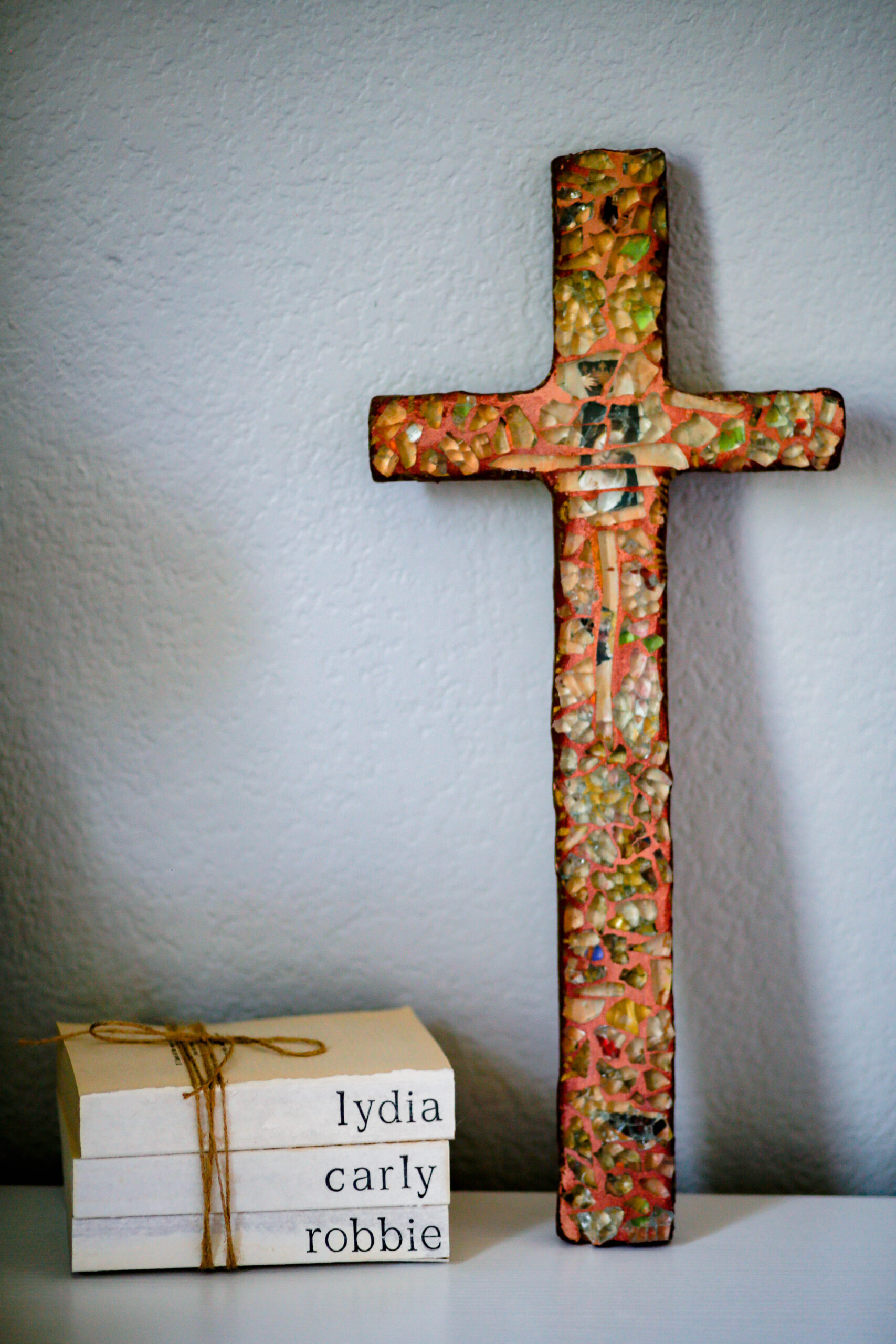 This customized book stack is the perfect home decor piece!