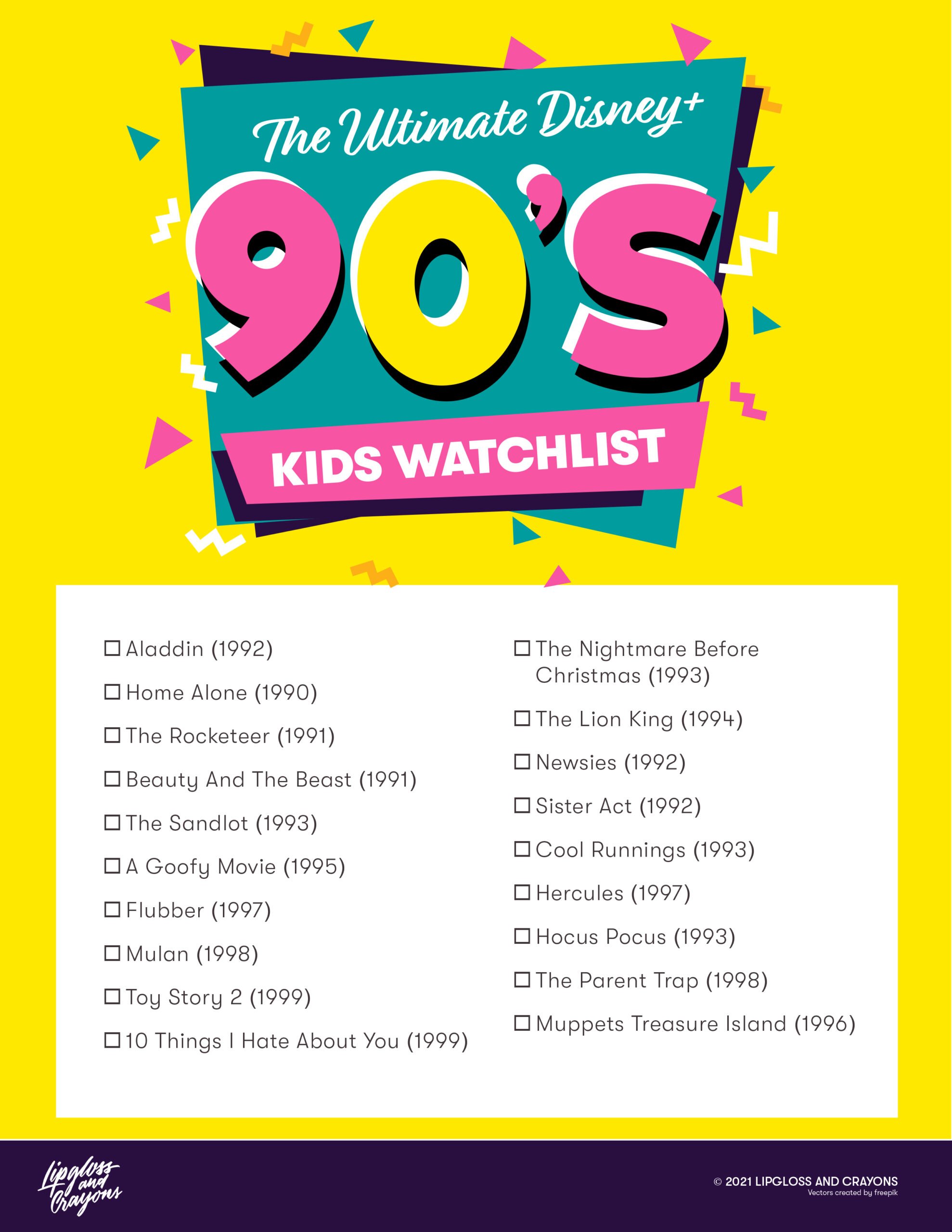 Disney Watch List for 90s Kids - Lipgloss and Crayons