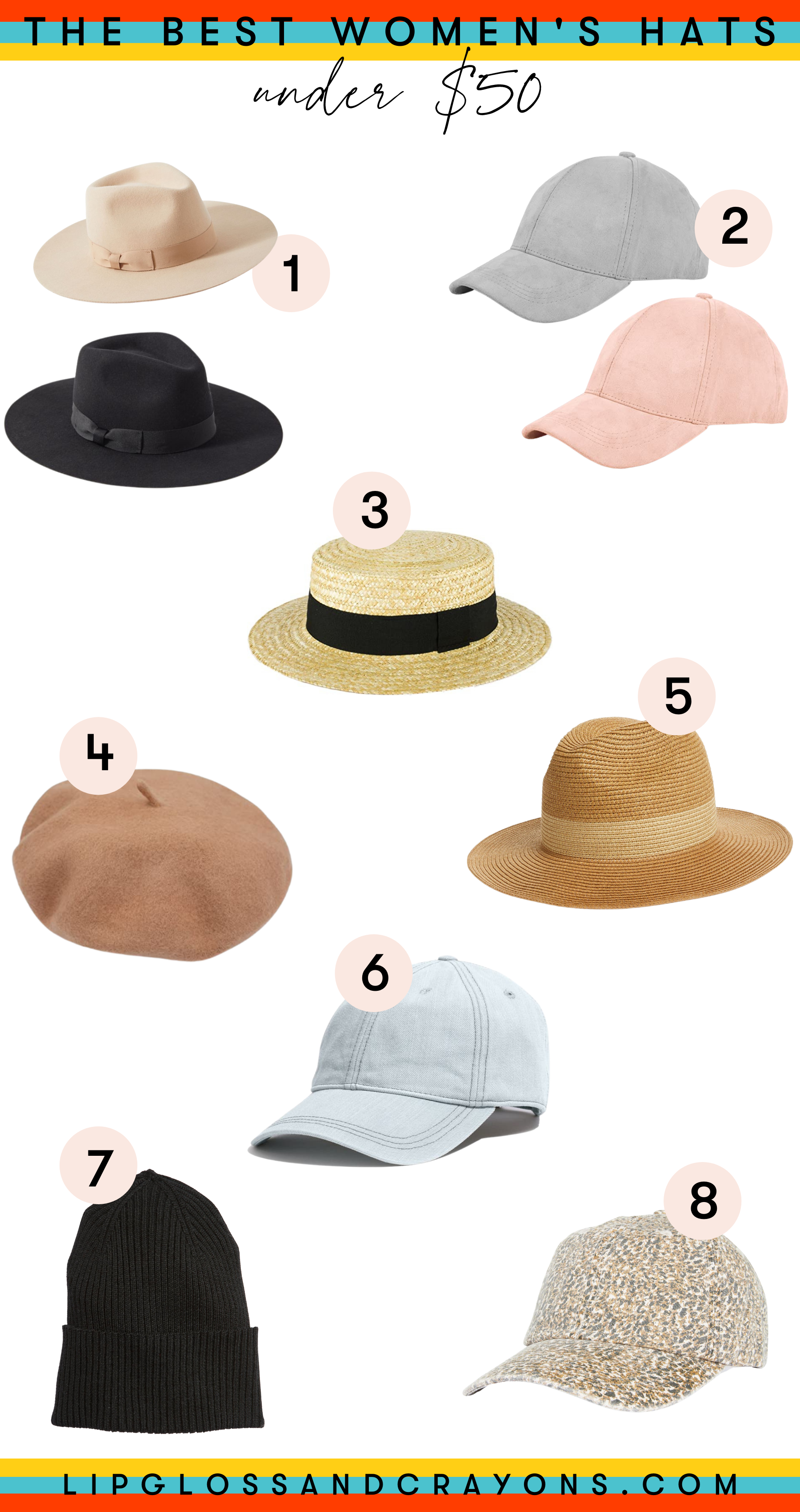 On the hunt for the best hats for women that won't break the bank? From baseball hats to fedoras.....these are the great womens' hat option for under $50.