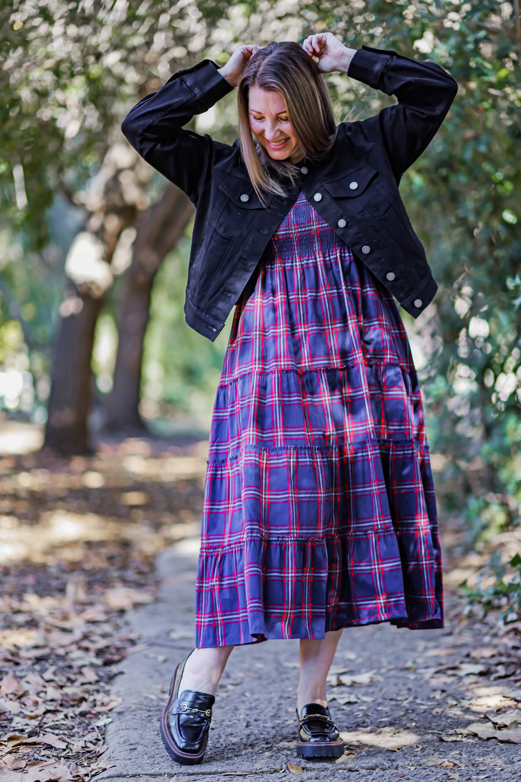 What a fun take on loafers outfits! I love a plaid dress!